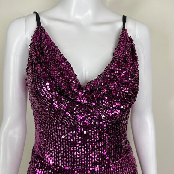 Dress the Population Pink Sequin Pantsuit, S, Spaghetti Strap, Wide‎ leg, NWOT - Picture 9 of 16